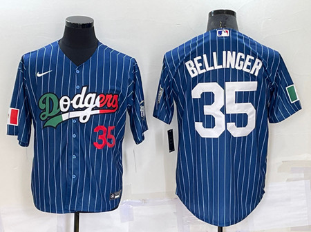 Men's Los Angeles Dodgers #35 Cody Bellinger Navy Mexico World Series Cool Base Stitched Baseball Jersey